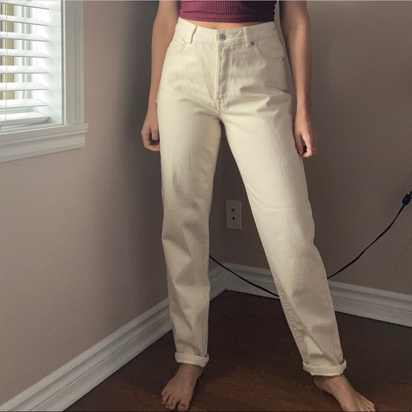 Cream 100% cotton high waisted jeans - Picture 3 of 7